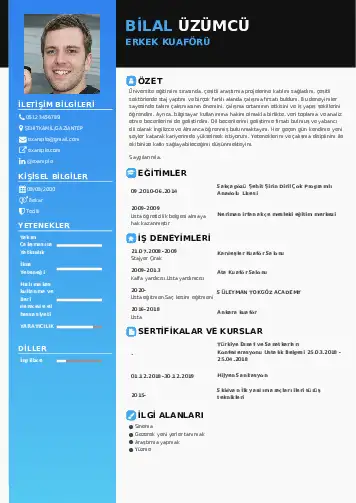 Kuaför Cv Örnekleri cv indir